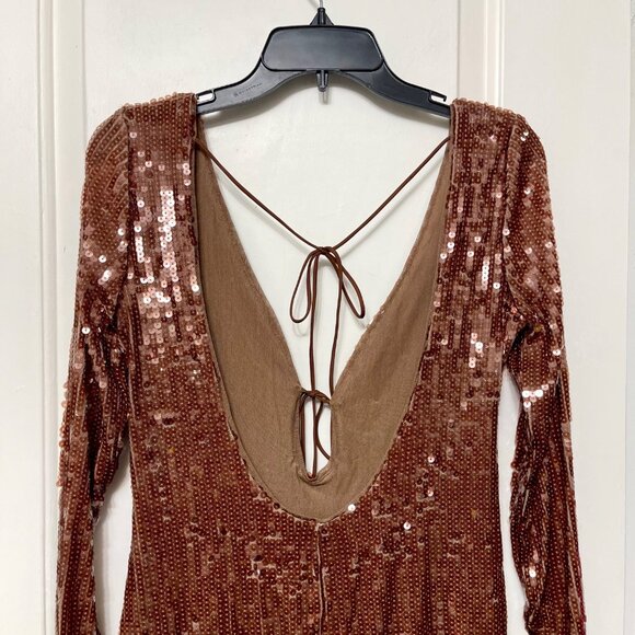 New Bardot Verona Cocktail Sequin Mini Dress in Chocolate Size 10 - Picture 9 of 12
